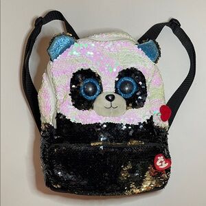 TY Sequin Panda Backpack Adjustable Straps Kidcore Coquette Fun Cute